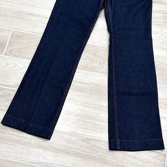 Guess 80's Straight High Rise Jeans in Refined Rinse Dark Indigo Wash Denim - Picture 9 of 16